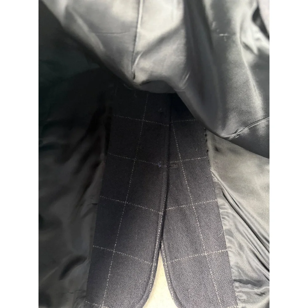 Lauren Ralph Lauren Windowpane Wool Blazer Navy Gold Buttons Preppy Petite P11